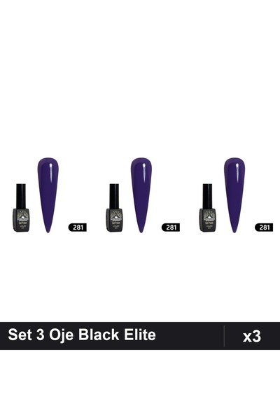 global fashion Set 3 Oje Semipermanente Black Elite 8ml, Manichiura UV/LED,