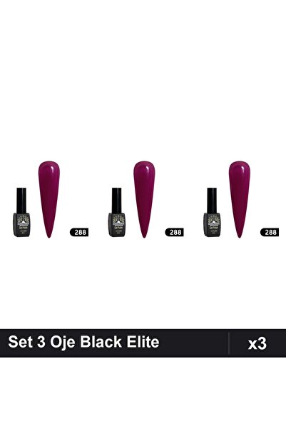 global fashion Set 3 Oje Semipermanente Black Elite 8ml, Manichiura UV/LED Pr...