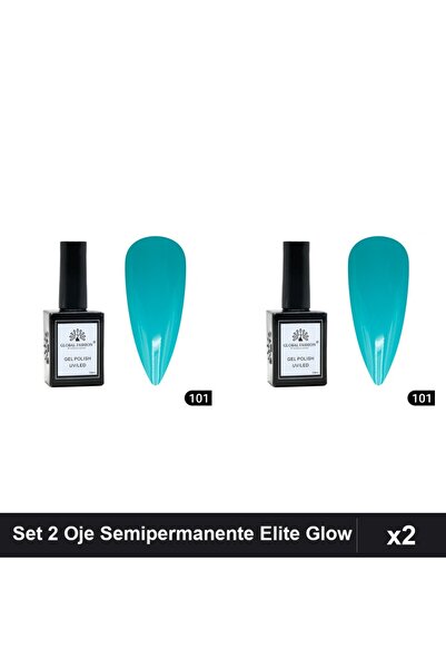 global fashion Set 2 Oje Semipermanente Elite Glow 15ml, Gel Polish UV/LED