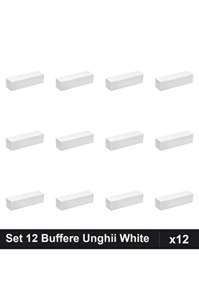 NAİLS Set 12 Buffere Unghii White, Șlefuire și Finisare Manichiură Profesională