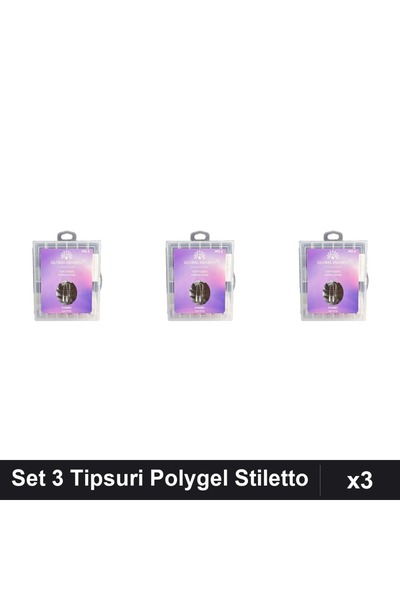 global fashion Set 3 Tipsuri Reutilizabile Polygel Stiletto 120buc, Extensii ...