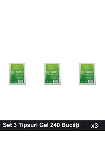 global fashion Set 3 Tipsuri Gel 240 Bucăți, 12 Mărimi, Formă Migdală Medie, ...
