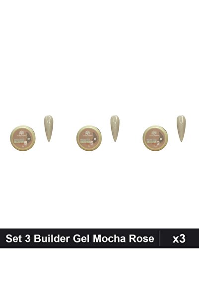global fashion Set 3 Builder Gel Mocha Rose 15g, UV/LED Nail Construction,