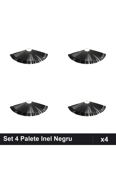 NAİLS Set 4 Palete Inel Unghii Negru, Display Nuante Manichiura Profesionala