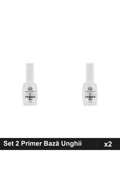 global fashion Set 2 Primer Bază Unghii 12ml, Acid Profesional Manichiură