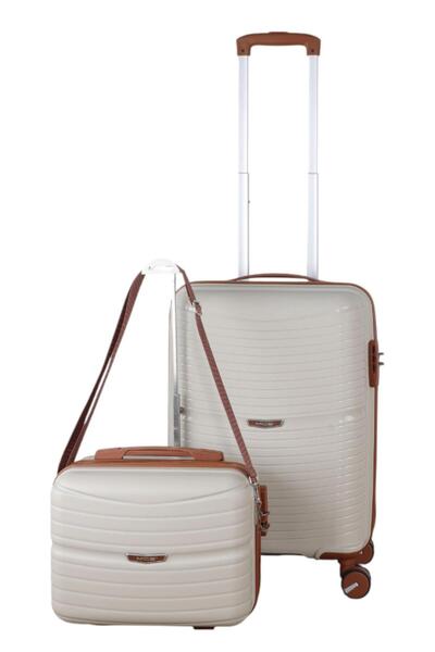 MÇS V379 AURA Y.ÜRETİM PP VALİZ 55 CM + MAKYAJ SİYAH SET