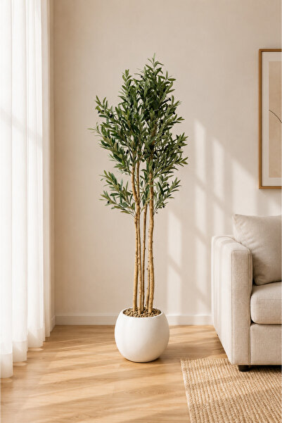 TrentonGCC Artificial Olive Tree with Modern Pot – Realistic Faux Indoor Oliv...