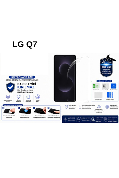 Astakos واقي شاشة شفاف متوافق مع LG Q7، مقاوم للكسر وامتصاص الصدمات