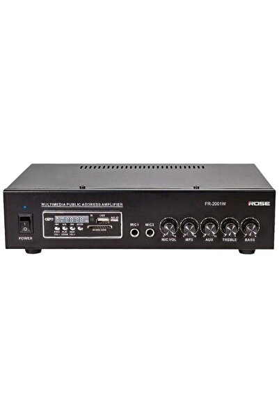 Rose FR-2001W 80 Watt Trafolu Mağaza Anfisi 2 Mikrofon Girişli Mp3, Bluetooth...