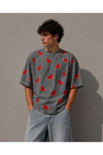 Nulivez Palestine Watermelon Pattern Oversized Unisex T-Shirt – Graphic Print...