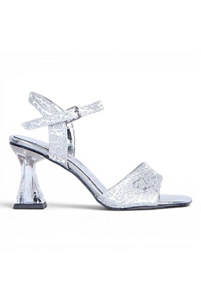 Ayakcenter Byn Ayışığı By41 Silver 10cm Women's Heeled Sandals