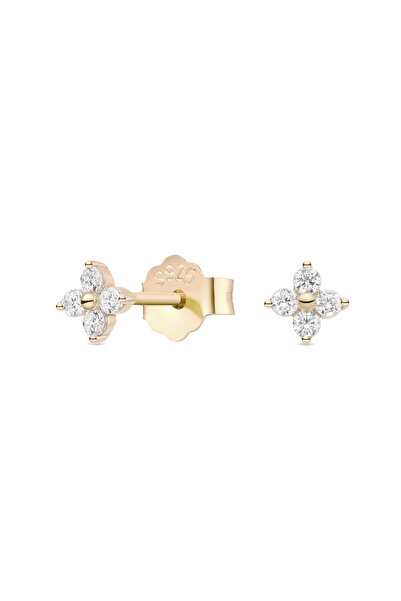 Lisa&Co. Cercei Argint Joy Paved XS Argint placat cu aur galben / Zircon / Alb