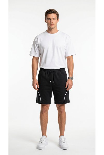 BADESSA Men's Black Comfort Shorts with Ribbed Front Pockets and Zippered Back Pocket Detail