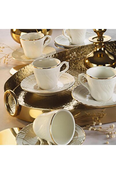 EVALIZA Caserta Gold Coffee Cup Set for 6 People