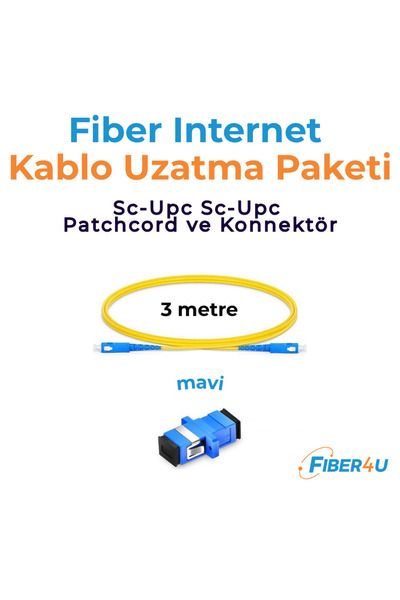 FIBER4U Fiber Optik Internet/Modem Uzatma Kiti/Kablosu (MAVİ) - 3 metre (TAK-...