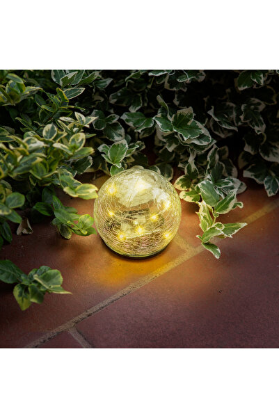 Garden of Eden Solar LED lamp, crack glass globe, 10 cm, 10 LED, warm light