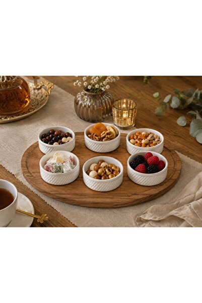 Karçiçeği Home Güral 6-Piece Porcelain Snack and Breakfast Bowl Set 8 cm