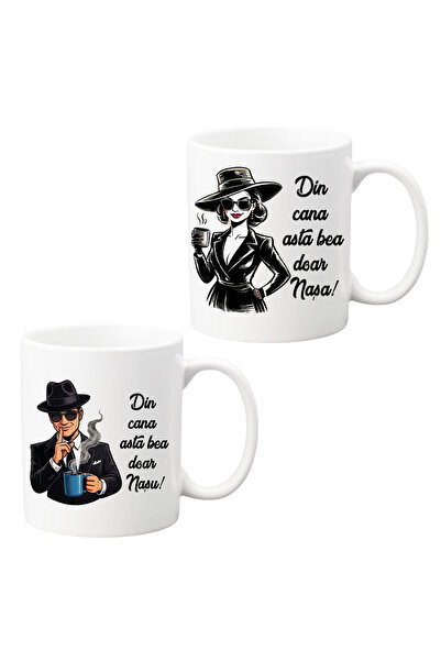 Eom Set of 2 Ceramic Godfather Mugs - Elegant Black Suit Design - Godfather G...