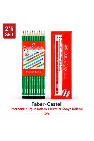 Faber Castell Faber-Castell 12'li Köşeli Mercan Kurşun Kalem ve 12'li Kırmızı...