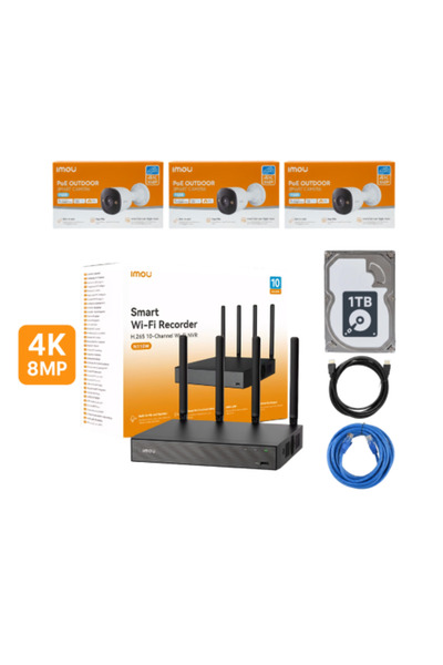 Imou Smart Surveillance Camera Package - 3 Outdoor 8MP 4K Cameras with Access...