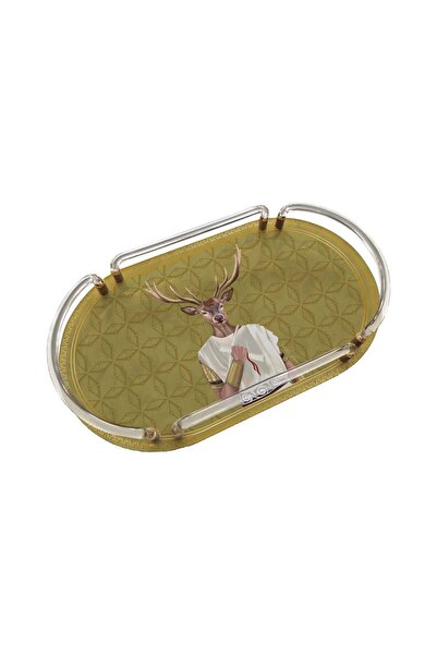 VİTELLİ Deer Roman Dekoratif Oval Akrilik Tepsi Sunum Tepsisi - 40x23 cm