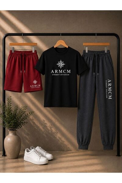 armicem Set pantaloni scurți și pantaloni de trening unisex cu imprimeu ARMCM...