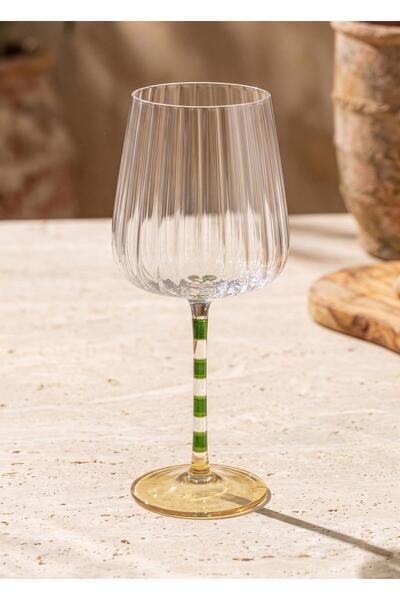 The Mia Şarap Kadehi Yeşil Sarı 600 ml
