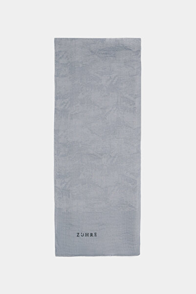 Zühre Brush Textured Patterned Silver Shawl 0057