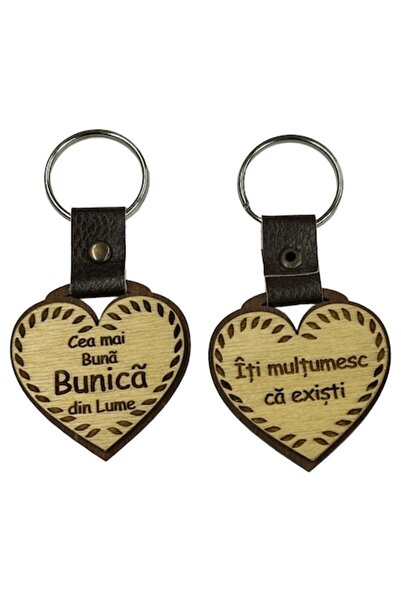 LimArt Personalized Keychain from MDF Wood and Leather, Heart Shape, Model "B...