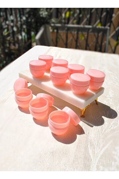 Qualitev 10 Pcs Pink Plastic 10ml Cream Jar Small 4cm Mini Travel Jewelry Jar