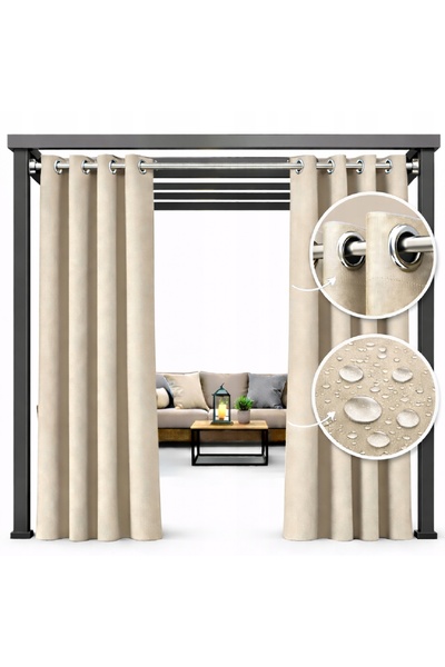 NOW-ART , Ready-made Drapery Curtain , Elegant Design, 200x200 cm, Beige, Pol...