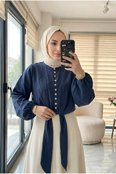 Kirazca Butik Bluză de damă din țesătură modal, cu detaliu legat la față, sti...