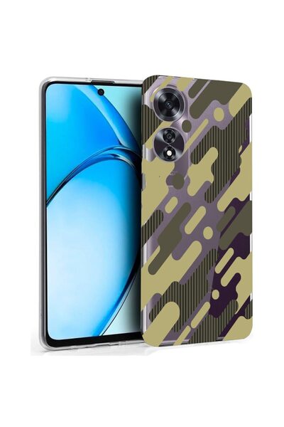 bestcase ¬Æ Husa pentru OPPO A60 4G, Clear Silicon 2MM, Green Camouflage, Ant...