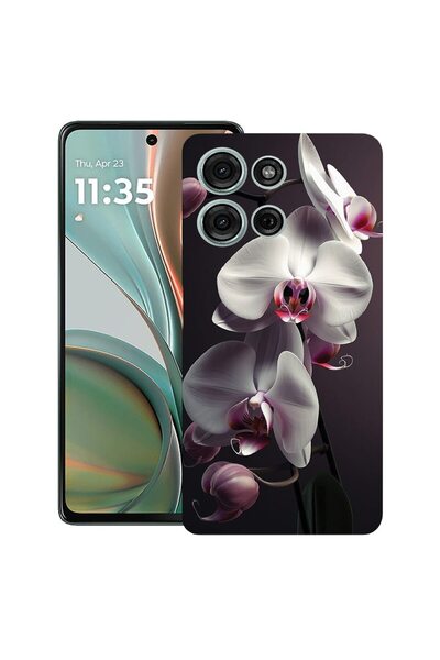 bestcase Калъф за Motorola Moto G75, Бяла орхидея, Тънък силиконов 0.8ММ, Уда...