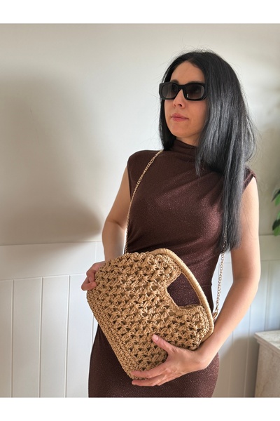 lalettobags Women's Straw Handbag & Cross Chain Bag