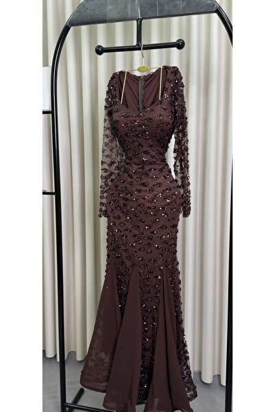 AREEJ FASHION فستان سهرة لون بني