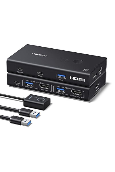 Ugreen Comutator KVM HDMI pentru 2 PC-uri si 1 monitor, rezolutie pana la 4K ...