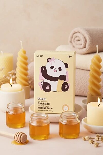 Miniso Lisanslı Sevimli Panda Serisi Yüz Maskesi – Besleyici Bal Özlü 17 Cm
