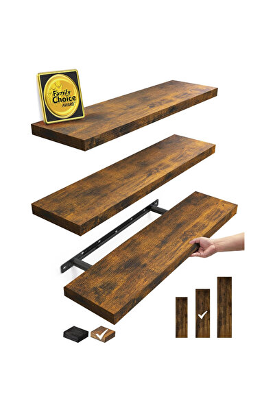 Diason Floating Shelves for Wall, Set of 4, 15.7 Inch Rustic Wood Wall Mounte...