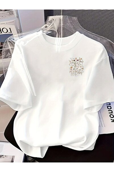 121 Women's Casual Short Sleeve T-Shirt with Front & Back Floral Print - Soft...