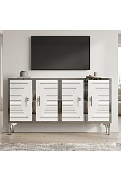 CENEYRA KA1207BS TUNA Konsol ve Tv Sehpası Beyaz-Silver 120cm