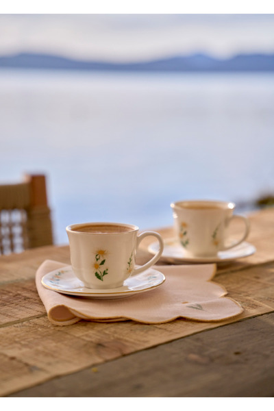 Bella Maison Daisy 2'li Çay Fincanı Seti Krem (200 cc)