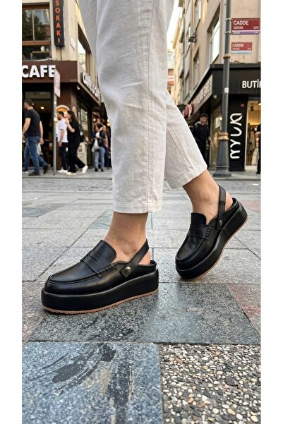 Oneka Shoes صندل نسائي يومي أسود من نوع نابا لوفر كوشاك 260630SBST1357
