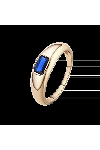 Lisa&Co. Inel Argint Baguette Signet 57 mm / Argint placat cu aur galben / Zi...