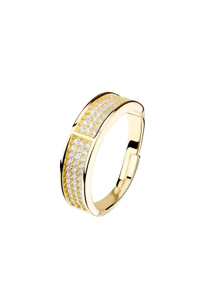 Lisa&Co. Shiny Band II Silver Ring One size / Yellow gold plated silver / Whi...