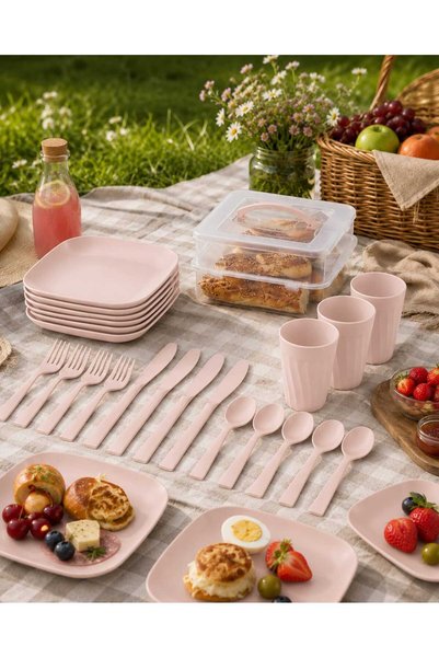 zemihra 32-Piece Portable Picnic Set for 6 People - Picnic Camping Set with Storage Box