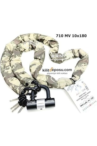 Yıldızan zkra shop Military Series Çelik Zincir 10Mm X 1.80Mt +U Bar Kilit 1053162