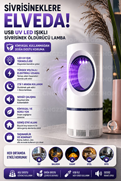UV LED Işıklı Sivrisinek Öldürücü Lamba | Elektrikli Sinek Kovucu Gece Lambası Fotokatalizörlü Böcek
