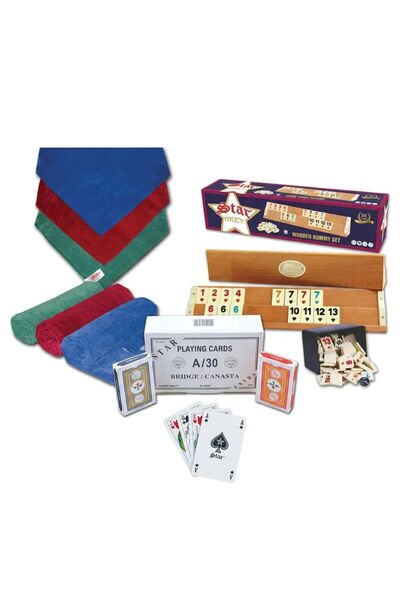 BTA OYUNCAK Star Okey Takımı-İskambil-Bridge-Okey Masa Örtüsü-Set