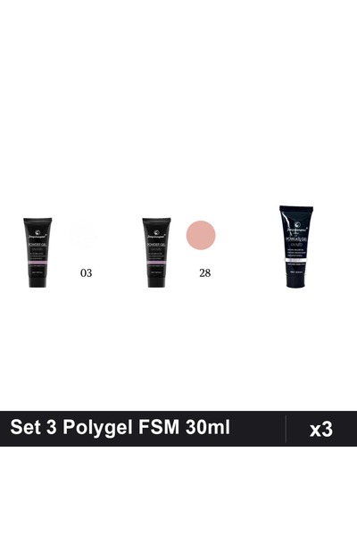 FSM Set 3 Polygel 30ml - Nr.03, Nr.28, Nr.17 - Constructie Unghii